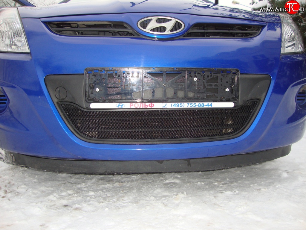 1 469 р. Сетка на бампер Russtal (черная) Hyundai i20 PB хэтчбэк дорестайлинг (2008-2012)  с доставкой в г. Омск