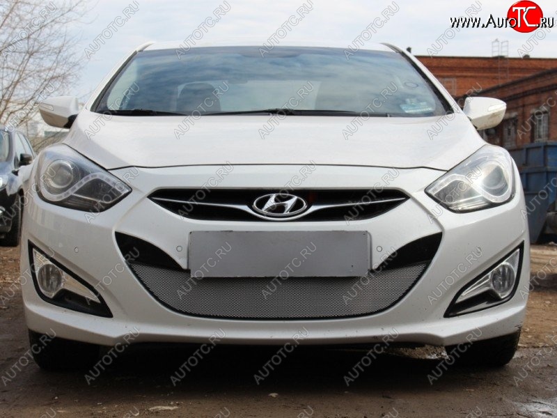 1 539 р. Защитная сетка на бампер Russtal (хром) Hyundai I40 1 VF дорестайлинг седан (2011-2015)  с доставкой в г. Омск