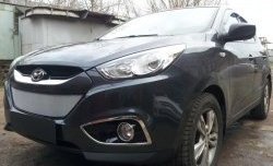 2 199 р. Сетка на бампер Russtal (хром) Hyundai IX35 LM дорестайлинг (2009-2013)  с доставкой в г. Омск. Увеличить фотографию 2