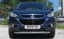 Одинарная защита переднего бампера диаметром 76 мм SLITKOFF Hyundai (Хюндаи) IX35 (ИX35)  LM (2009-2018) LM дорестайлинг, рестайлинг