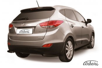 Защита заднего бампера Arbori (уголки, черная, 1 труба d57 mm). Hyundai IX35 LM рестайлинг (2013-2018)