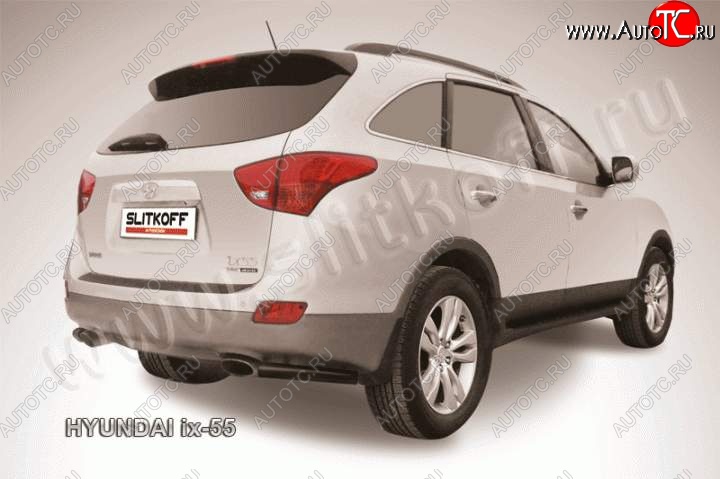 6 299 р. Защита заднего бампера из уголков d57 Slitkoff  Hyundai IX55  EN (2006-2013) (Цвет: серебристый)  с доставкой в г. Омск