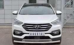 Защита переднего бампера (Ø63 мм, нержавейка, Premium) SLITKOFF Hyundai (Хюндаи) Santa Fe (Санта)  DM (2015-2019) DM рестайлинг