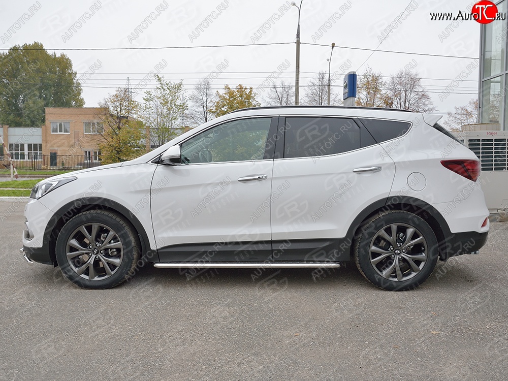 30 999 р. Широкая защита порогов с трубой диаметром 42 мм Premium SLITKOFF  Hyundai Santa Fe  DM (2015-2019) рестайлинг  с доставкой в г. Омск