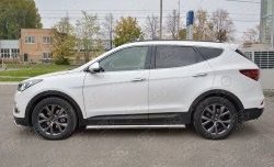 Защита порогов из круглой трубы диаметром 63 мм PREMIUM Russtal Hyundai Santa Fe DM рестайлинг (2015-2019)