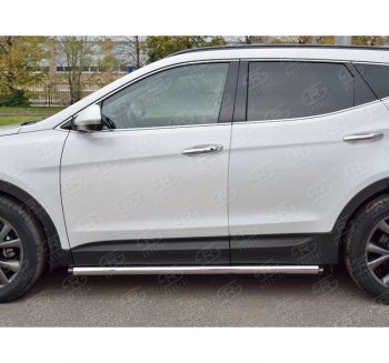 Защита порогов из круглой трубы диаметром 63 мм PREMIUM Russtal v2 Hyundai Santa Fe DM рестайлинг (2015-2019)