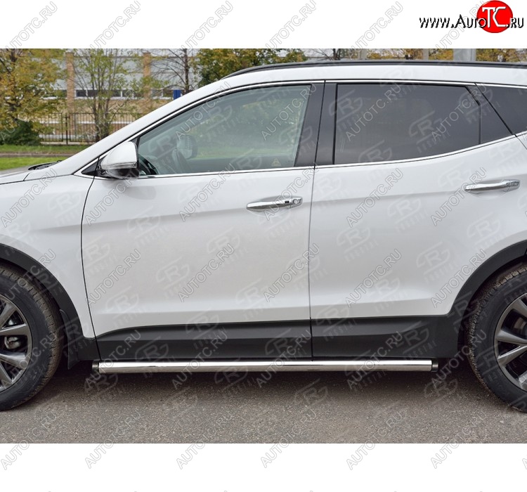 23 599 р. Защита порогов из круглой трубы диаметром 63 мм PREMIUM SLITKOFF v2  Hyundai Santa Fe  DM (2015-2019) рестайлинг  с доставкой в г. Омск