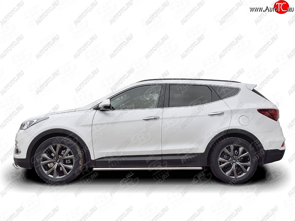 15 299 р. Защита порогов из круглой трубы d42 мм PREMIUM Russtal v3 Hyundai Santa Fe DM рестайлинг (2015-2019)  с доставкой в г. Омск