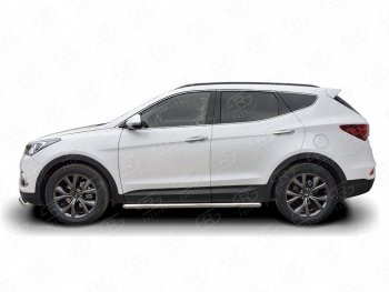 Защита порогов из круглой трубы диаметром 63 мм PREMIUM Russtal v3 Hyundai Santa Fe DM рестайлинг (2015-2019)