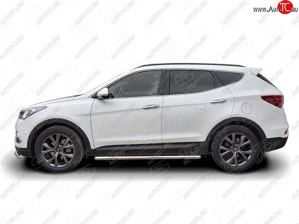 22 449 р. Защита порогов из круглой трубы диаметром 63 мм PREMIUM SLITKOFF v3  Hyundai Santa Fe  DM (2015-2019) рестайлинг  с доставкой в г. Омск