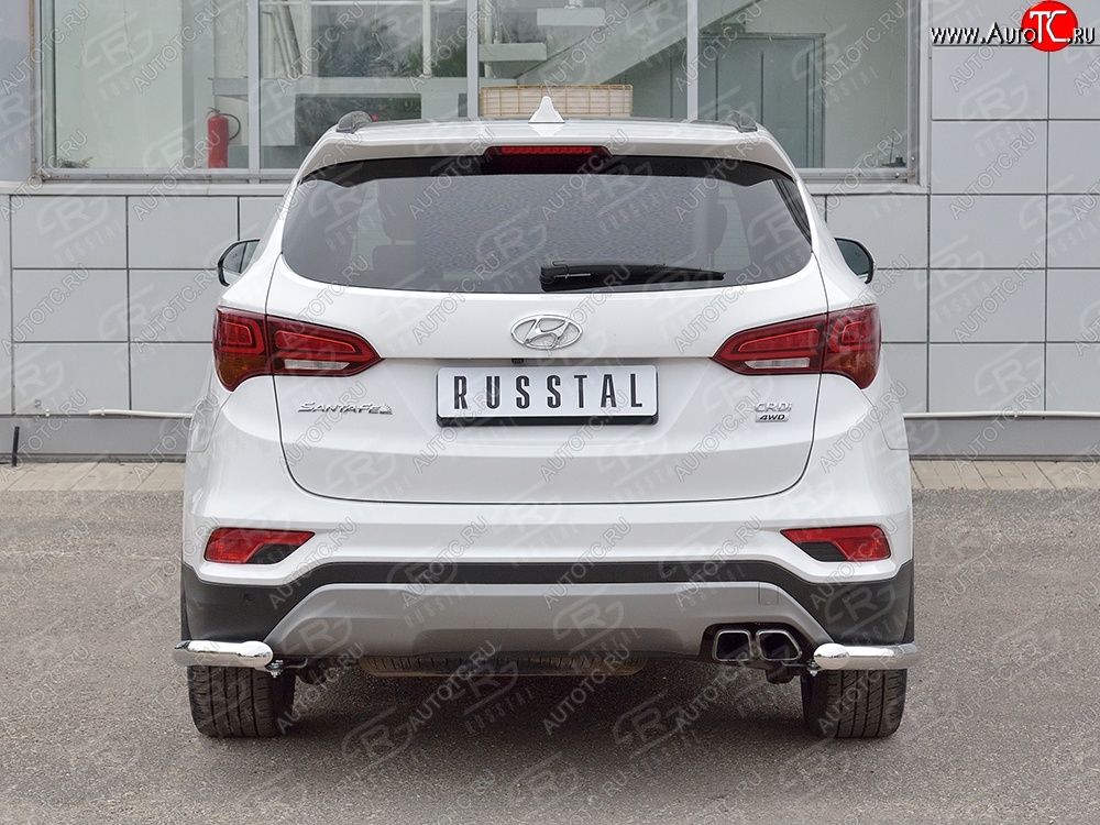 15 699 р. Защита заднего бампера (Ø63 мм уголки, нержавейка, Premium) SLITKOFF  Hyundai Santa Fe  DM (2015-2019) рестайлинг  с доставкой в г. Омск