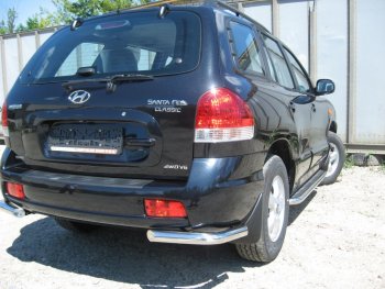 4 999 р. Защита заднего бампера из уголков d57 Slitkoff Hyundai Santa Fe SM (2000-2012) (Цвет: серебристый)  с доставкой в г. Омск. Увеличить фотографию 1