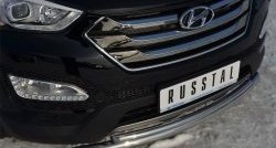 15 899 р. Защита переднего бампера (2 трубыØ63 и 42 мм, нержавейка) SLITKOFF Hyundai Santa Fe DM дорестайлинг (2012-2016)  с доставкой в г. Омск. Увеличить фотографию 2