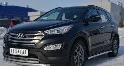 15 899 р. Защита переднего бампера (2 трубыØ63 и 42 мм, нержавейка) SLITKOFF Hyundai Santa Fe DM дорестайлинг (2012-2016)  с доставкой в г. Омск. Увеличить фотографию 4