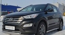 16 449 р. Защита переднего бампера (2 трубыØ63 мм, нержавейка) SLITKOFF Hyundai Santa Fe DM дорестайлинг (2012-2016)  с доставкой в г. Омск. Увеличить фотографию 4