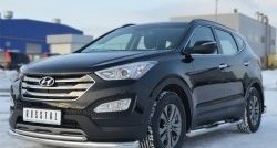 22 999 р. Защита переднего бампера (2 трубыØ76 и 42 мм, нержавейка) SLITKOFF  Hyundai Santa Fe  DM (2012-2016) дорестайлинг  с доставкой в г. Омск. Увеличить фотографию 4