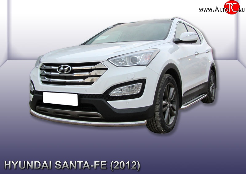 10 649 р. Одинарная защита переднего бампера из трубы диаметром 57 мм Slitkoff  Hyundai Santa Fe  DM (2012-2016) дорестайлинг (Нержавейка, Полированная)  с доставкой в г. Омск