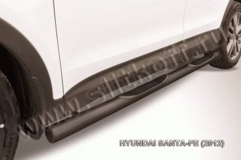 Защита порогов из трубы d76 Slitkoff (с проступью) Hyundai (Хюндаи) Santa Fe (Санта)  DM (2012-2016) DM дорестайлинг