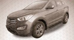 13 349 р. Алюминиевые пороги Slitkoff Optima Black  Hyundai Santa Fe  DM (2012-2016) дорестайлинг  с доставкой в г. Омск. Увеличить фотографию 2