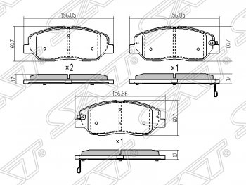 1 469 р. Колодки тормозные SAT (передние) KIA Sorento XM дорестайлинг (2009-2012)  с доставкой в г. Омск. Увеличить фотографию 1