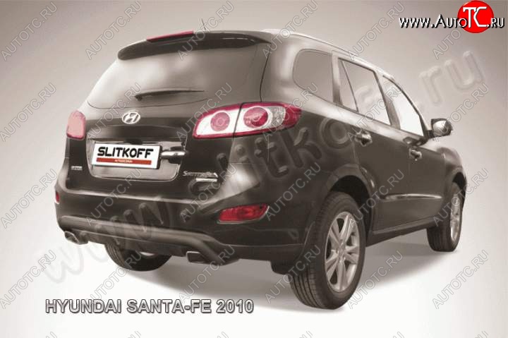 11 549 р. Защита заднего бампера из трубы d57 Slitkoff (скоба)  Hyundai Santa Fe  CM (2009-2012) рестайлинг (Цвет: серебристый)  с доставкой в г. Омск