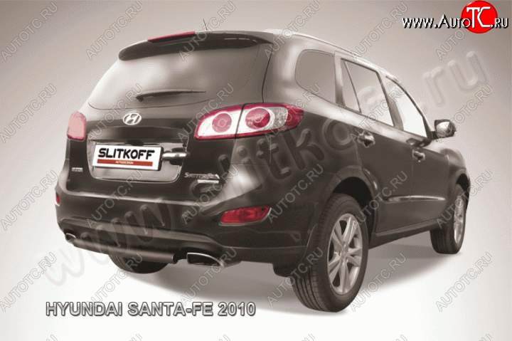 5 999 р. Защита заднего бампера из трубы d57 Slitkoff (короткая)  Hyundai Santa Fe  CM (2009-2012) рестайлинг (Цвет: серебристый)  с доставкой в г. Омск