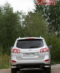 1 219 р. Защита заднего бампера из двух боковых уголков (d76) SOUZ-96  Hyundai Santa Fe  CM (2009-2012) рестайлинг  с доставкой в г. Омск. Увеличить фотографию 1