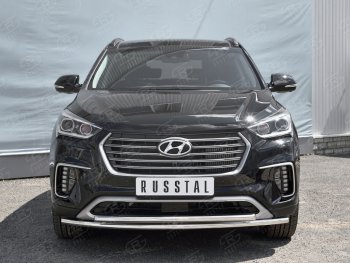 20 999 р. Защита переднего бампера (2 трубыØ42 мм, нержавейка) SLITKOFF  Hyundai Grand Santa Fe  1 DM (2016-2018) рестайлинг  с доставкой в г. Омск. Увеличить фотографию 2