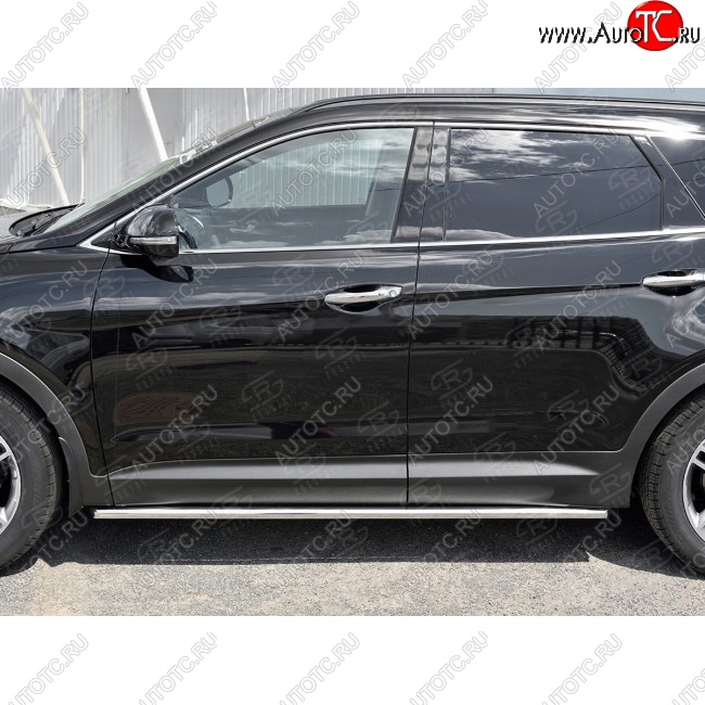 15 899 р. Защита порогов из круглой трубы диаметром 42 мм SLITKOFF v1  Hyundai Grand Santa Fe  1 DM (2016-2018) рестайлинг  с доставкой в г. Омск