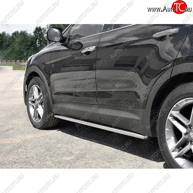 17 999 р. Защита порогов из круглой трубы диаметром 42 мм SLITKOFF v3  Hyundai Grand Santa Fe  1 DM (2016-2018) рестайлинг  с доставкой в г. Омск