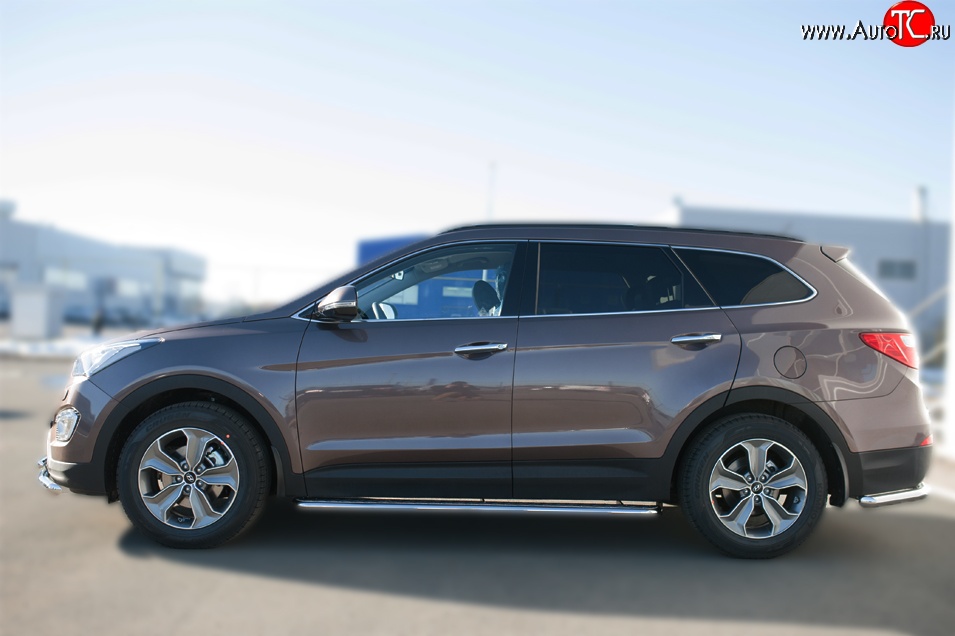 21 699 р. Широкая защита порогов SLITKOFF  Hyundai Grand Santa Fe  1 DM (2013-2016) дорестайлинг  с доставкой в г. Омск