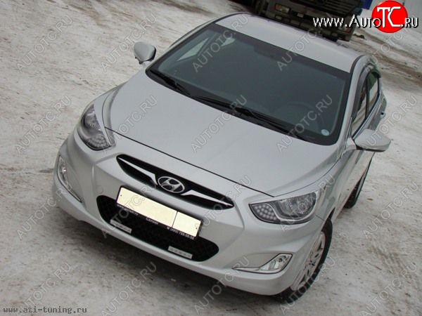 1 149 р. Реснички MV Hyundai Solaris RBr хэтчбэк дорестайлинг (2010-2014) (Неокрашенные)  с доставкой в г. Омск