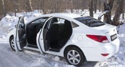 1 359 р. Накладки порожков салона RA  Hyundai Solaris  RBr (2014-2017) седан рестайлинг (Комплект (4 шт.))  с доставкой в г. Омск. Увеличить фотографию 2