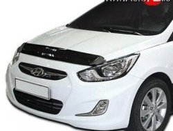 2 699 р. Дефлектор капота NovLine  Hyundai Solaris  RBr (2010-2014) седан дорестайлинг, хэтчбэк дорестайлинг  с доставкой в г. Омск. Увеличить фотографию 1