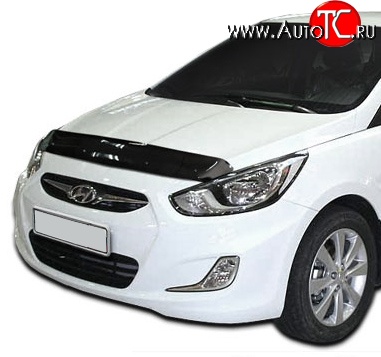 2 699 р. Дефлектор капота NovLine  Hyundai Solaris  RBr (2010-2014) седан дорестайлинг, хэтчбэк дорестайлинг  с доставкой в г. Омск