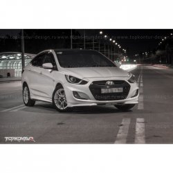 2 899 р. Накладка на передний бампер TopKontur Design v2 Hyundai Solaris RBr хэтчбэк дорестайлинг (2010-2014) (Неокрашенная)  с доставкой в г. Омск. Увеличить фотографию 12