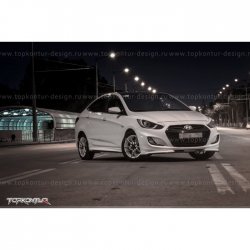 2 899 р. Накладка на передний бампер TopKontur Design v2 Hyundai Solaris RBr хэтчбэк дорестайлинг (2010-2014) (Неокрашенная)  с доставкой в г. Омск. Увеличить фотографию 13