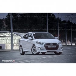 2 899 р. Накладка на передний бампер TopKontur Design v2 Hyundai Solaris RBr хэтчбэк дорестайлинг (2010-2014) (Неокрашенная)  с доставкой в г. Омск. Увеличить фотографию 15