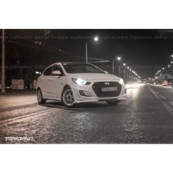 2 899 р. Накладка на передний бампер TopKontur Design v2 Hyundai Solaris RBr хэтчбэк дорестайлинг (2010-2014) (Неокрашенная)  с доставкой в г. Омск. Увеличить фотографию 6