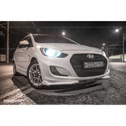 2 899 р. Накладка на передний бампер TopKontur Design v2 Hyundai Solaris RBr хэтчбэк дорестайлинг (2010-2014) (Неокрашенная)  с доставкой в г. Омск. Увеличить фотографию 8