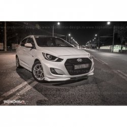 2 899 р. Накладка на передний бампер TopKontur Design v2 Hyundai Solaris RBr хэтчбэк дорестайлинг (2010-2014) (Неокрашенная)  с доставкой в г. Омск. Увеличить фотографию 9