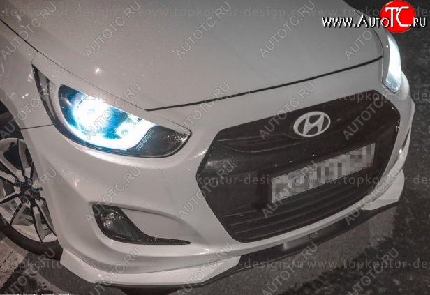 2 899 р. Накладка на передний бампер TopKontur Design v2 Hyundai Solaris RBr хэтчбэк дорестайлинг (2010-2014) (Неокрашенная)  с доставкой в г. Омск