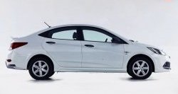 3 599 р. Пороги накладки Sport Hyundai Solaris RBr седан рестайлинг (2014-2017) (Неокрашенные)  с доставкой в г. Омск. Увеличить фотографию 1