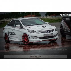 4 999 р. Пороги накладки TopKontur Design Hyundai Solaris RBr седан дорестайлинг (2010-2014) (Неокрашенные)  с доставкой в г. Омск. Увеличить фотографию 2