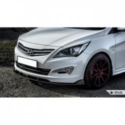 4 499 р. Накладка на передний бампер TopKontur Design Hyundai Solaris RBr седан рестайлинг (2014-2017) (Глянец под окраску, Неокрашенная)  с доставкой в г. Омск. Увеличить фотографию 2