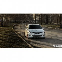 4 499 р. Накладка на передний бампер TopKontur Design Hyundai Solaris RBr седан рестайлинг (2014-2017) (Глянец под окраску, Неокрашенная)  с доставкой в г. Омск. Увеличить фотографию 6