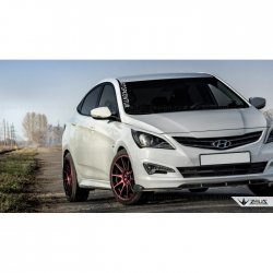 4 499 р. Накладка на передний бампер TopKontur Design Hyundai Solaris RBr седан рестайлинг (2014-2017) (Глянец под окраску, Неокрашенная)  с доставкой в г. Омск. Увеличить фотографию 7