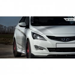 4 499 р. Накладка на передний бампер TopKontur Design  Hyundai Solaris  RBr (2014-2017) седан рестайлинг (Глянец под окраску, Неокрашенная)  с доставкой в г. Омск. Увеличить фотографию 8