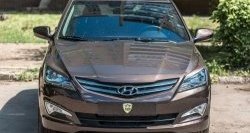 929 р. Реснички на фары Кураж Hyundai Solaris RBr седан рестайлинг (2014-2017) (Неокрашенные)  с доставкой в г. Омск. Увеличить фотографию 2