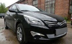 1 539 р. Сетка на бампер Russtal (хром) Hyundai Solaris RBr седан рестайлинг (2014-2017)  с доставкой в г. Омск. Увеличить фотографию 10